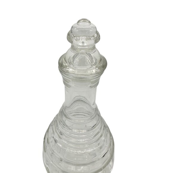 Vintage Clear Glass Decanter w Stopper Ribbed Elegant Design Tableware Barware - Picture 2 of 8